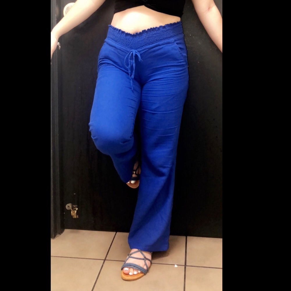 Blue wide leg pants